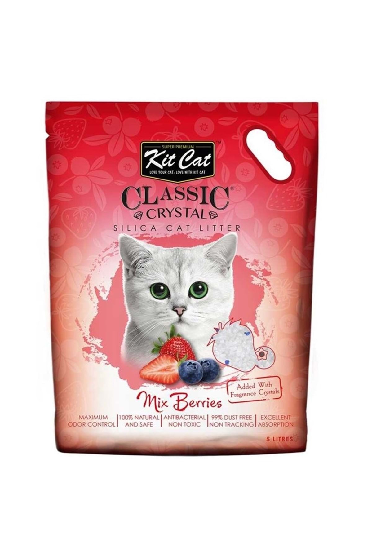 Kit Cat Çilek-yaban Mersini Kokulu Silika Kedi Kumu 5 Lt