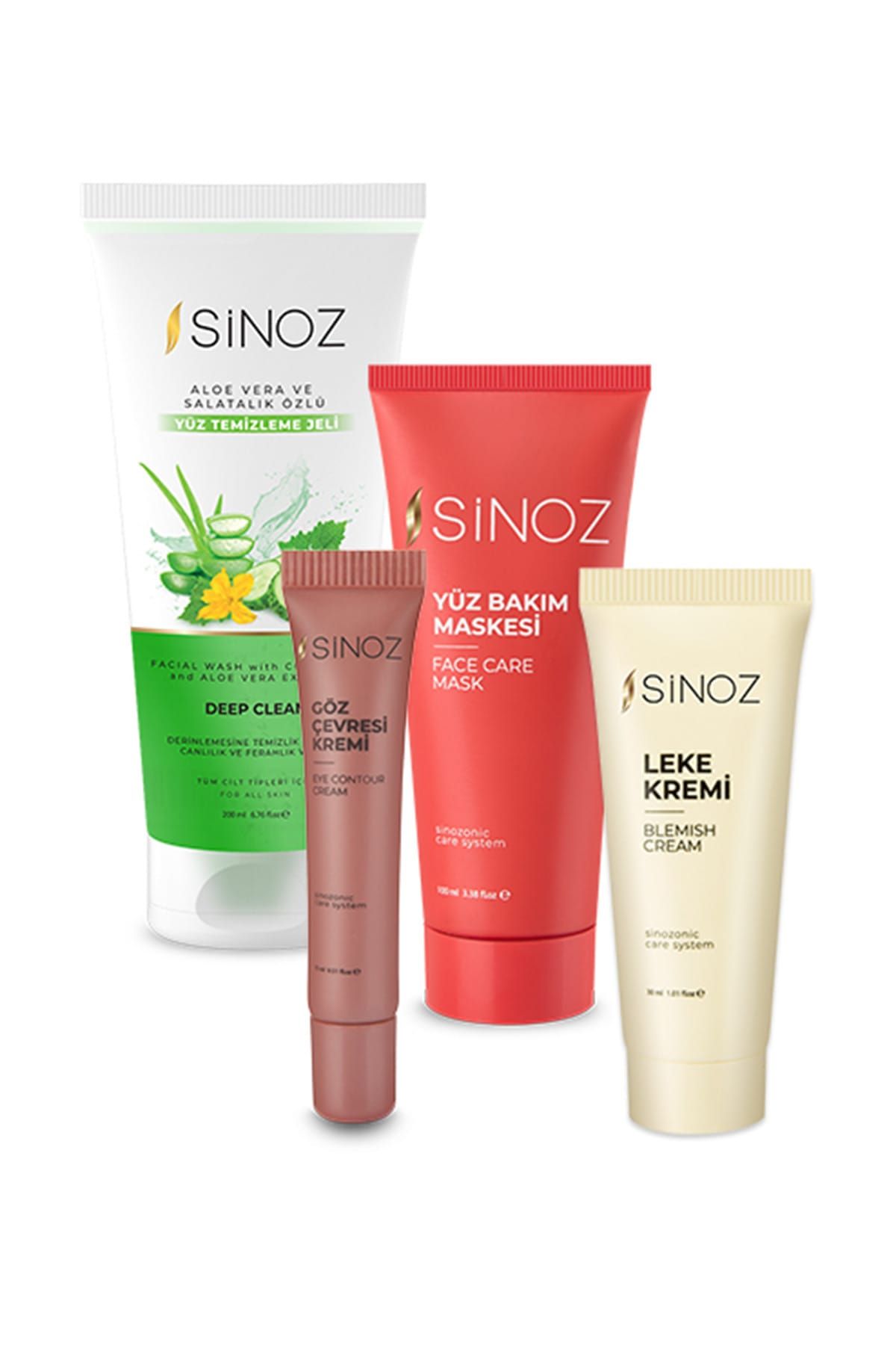 sinoz leke kremi 30 ml yuz bakim maskesi 100 ml goz kremi 15 ml yuz temizleme jeli 200 ml 8681925600265 fiyati yorumlari trendyol