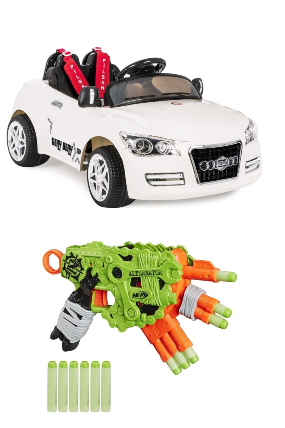PİLSAN Tery Bery Uzaktan Kumandalı 12v Akülü Araba+ Nerf Zombie Strike Alternator