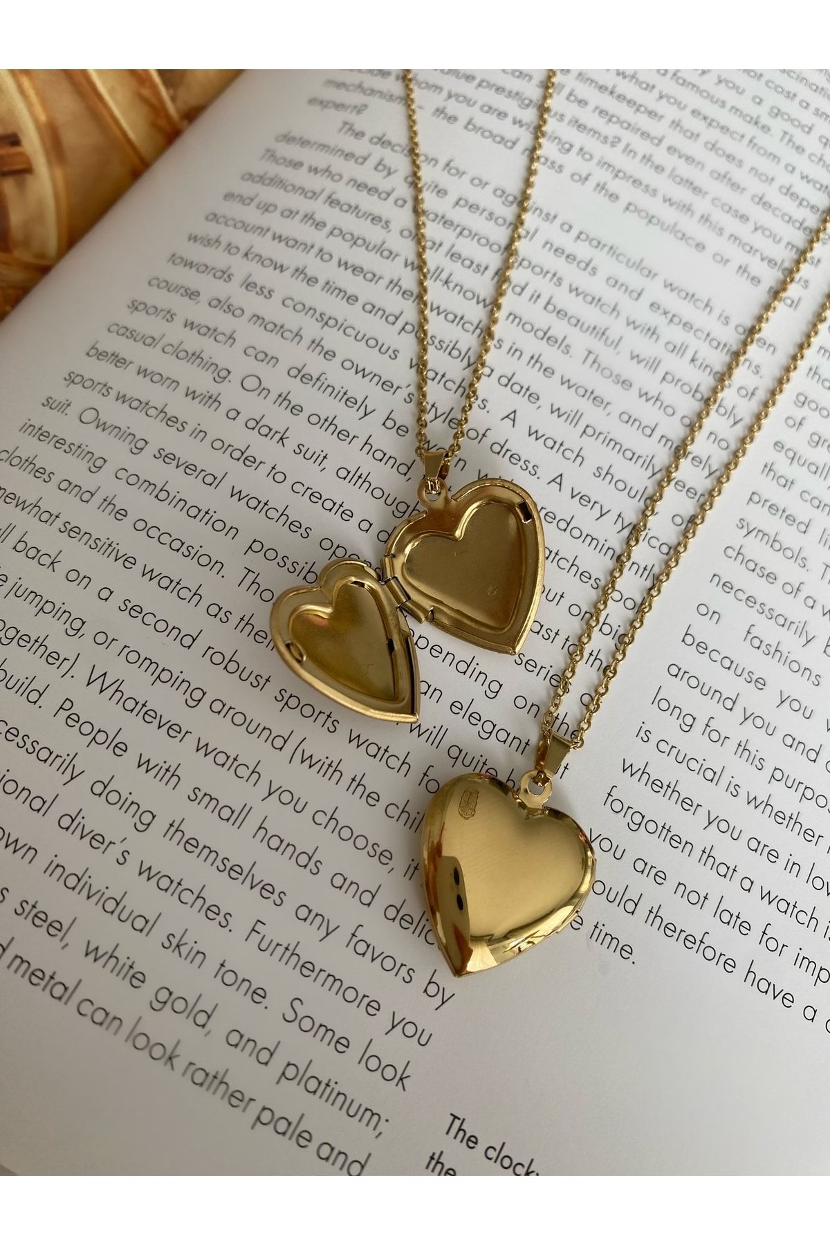 Pinery Jewels Stainless Steel Gold Memory Necklace with Heart