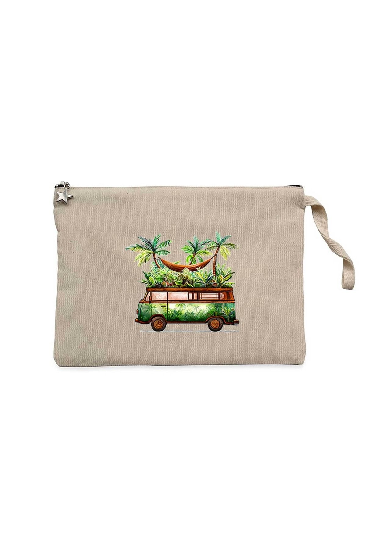ZEPPLIN Volkswagen Jungle Van Cream Clutch Lined Wallet Handbag
