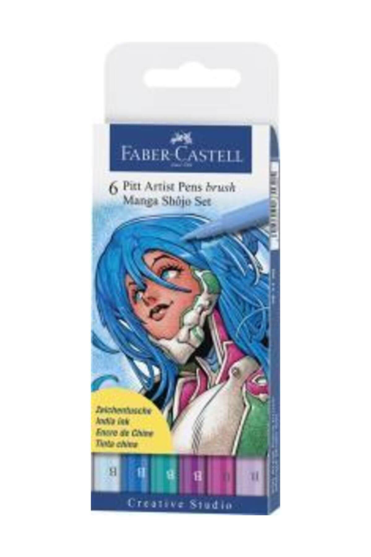 Faber Castell 6 Pitt Artist Pen Fırça Uçlu Manga Çizim Seti SHOJO