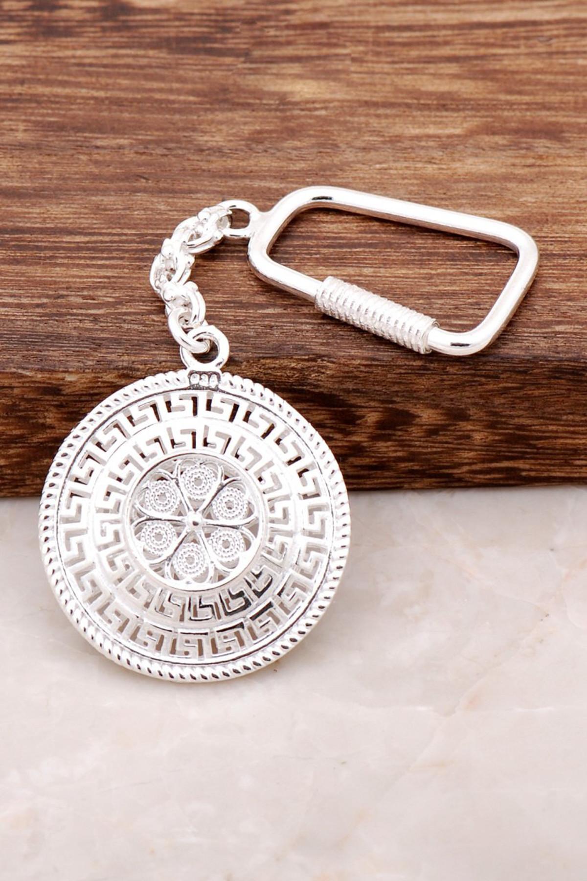 Sümer Telkari Telkari İşlemeli Gümüş Anahtarlık 56