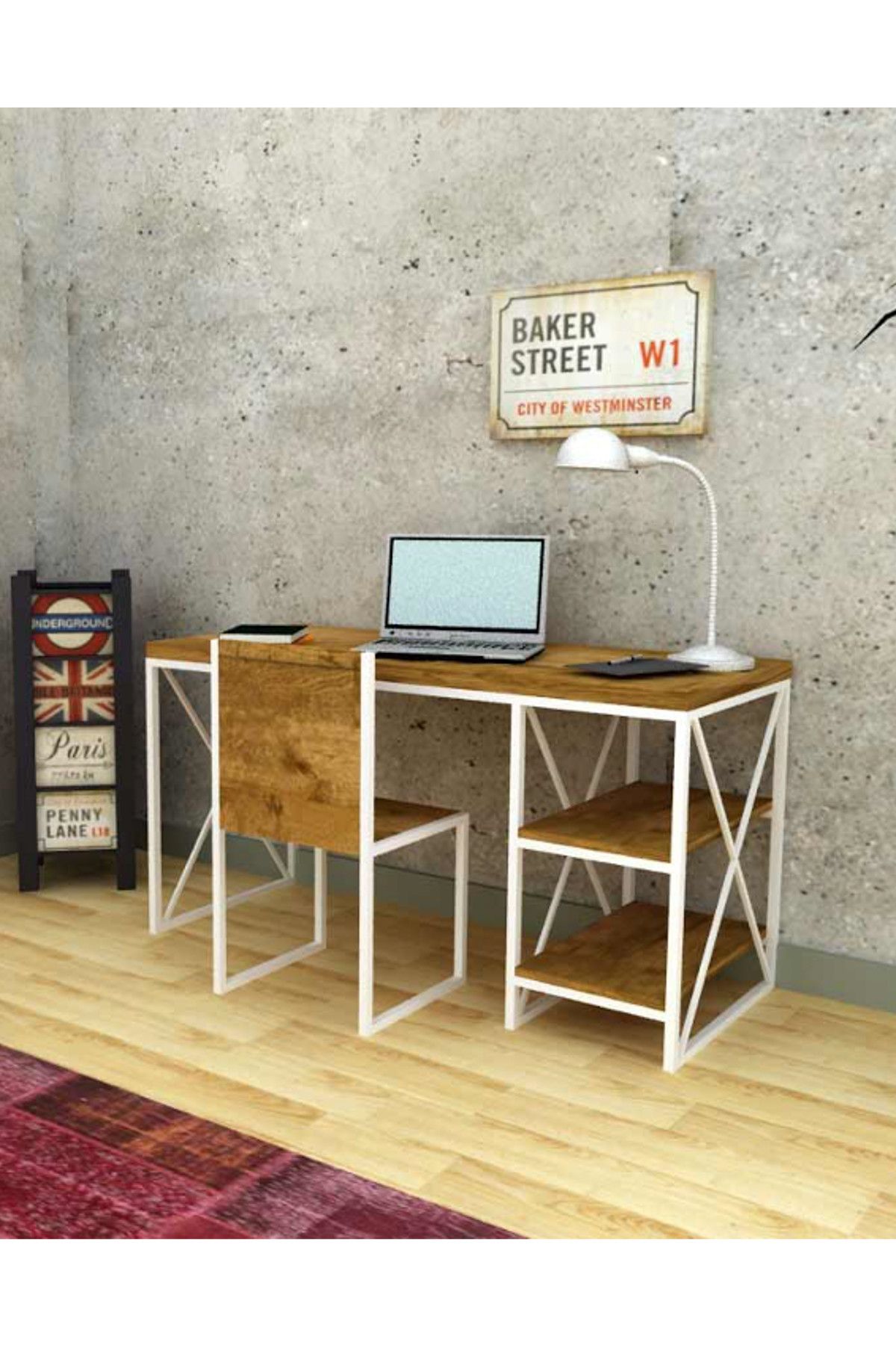 Archi Ahşap Atölyesi Worley Cross White Çalışma Masası 180 Cm