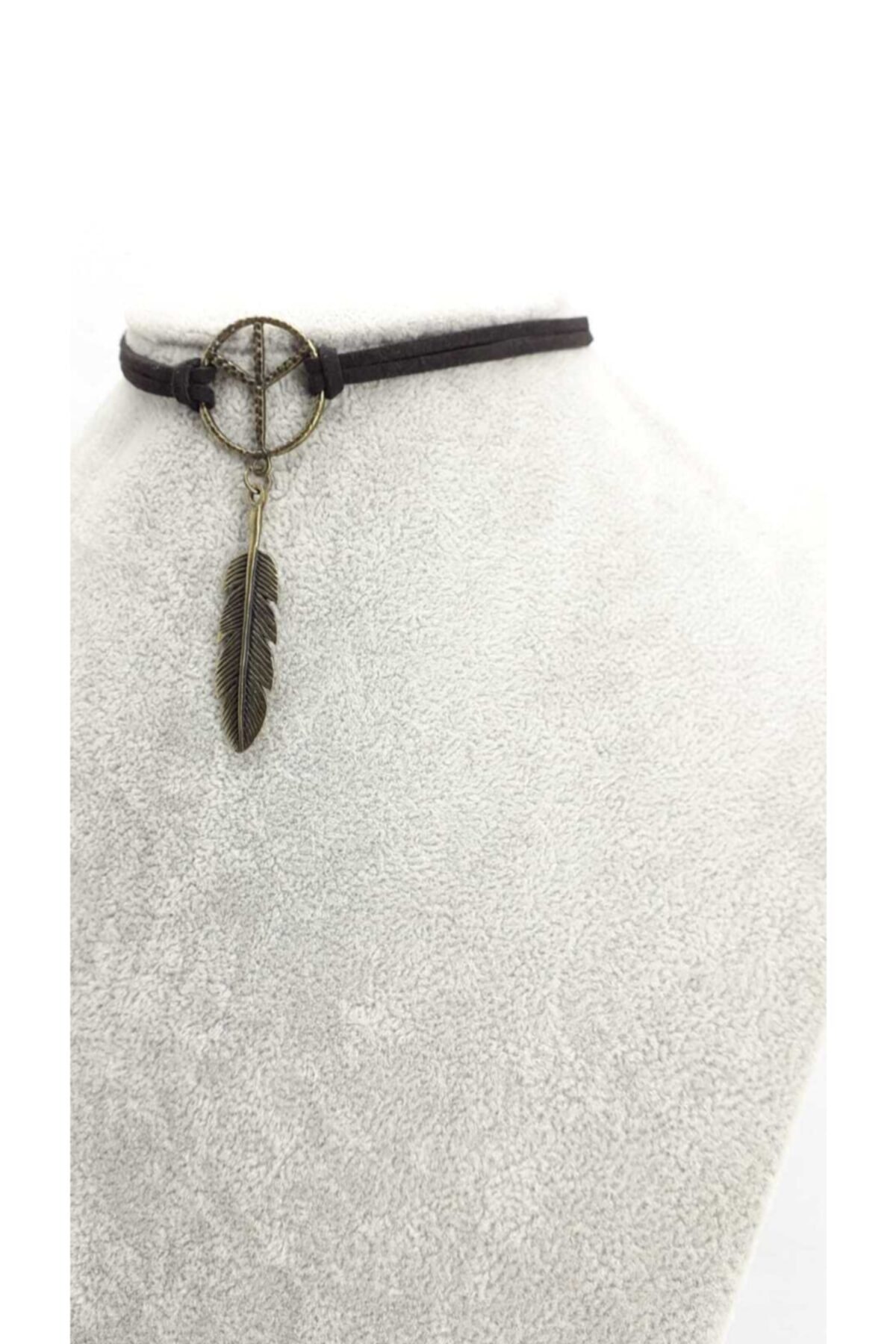 Fugusugu Antik Bronz Renk Peace Choker