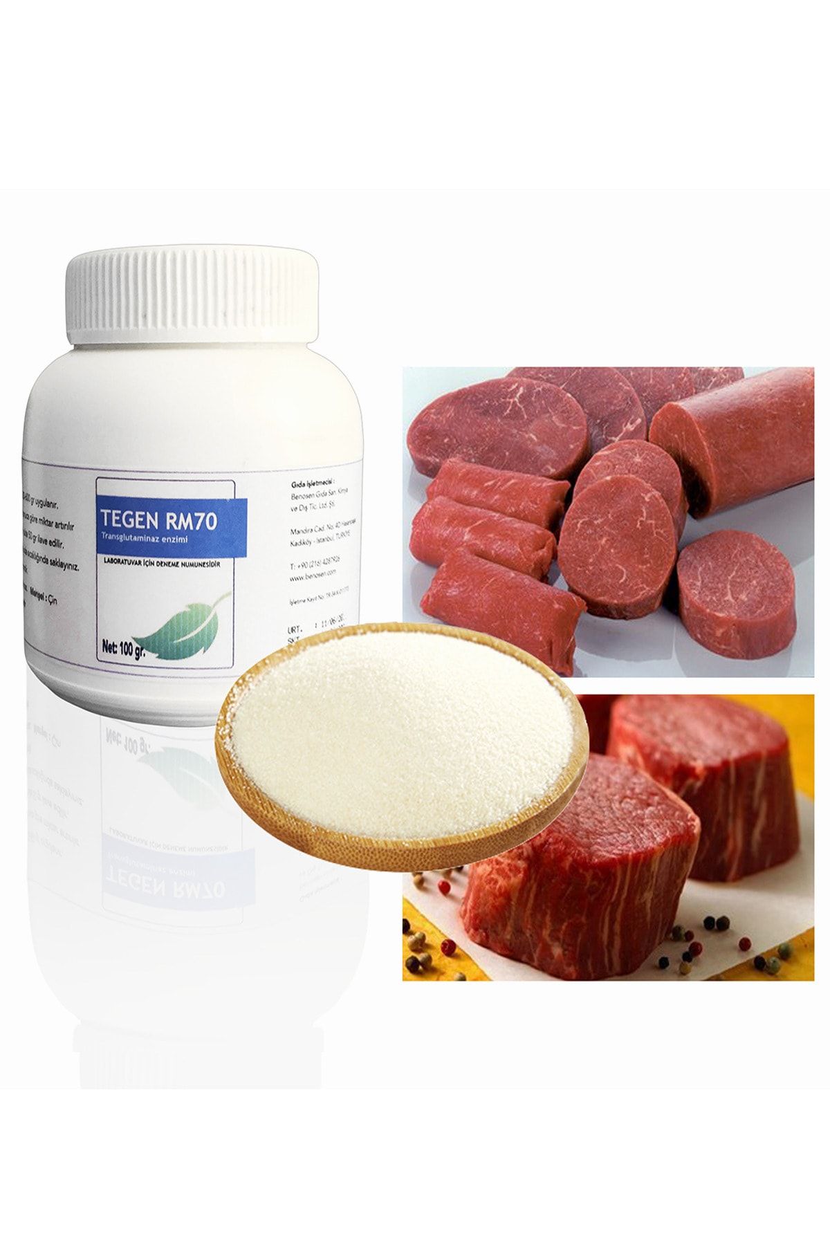 Tegen Rm70 | Transglutaminaz Enzimi, Meat Glue (et Yapıştırıcı Enzim) | 50 Gr.