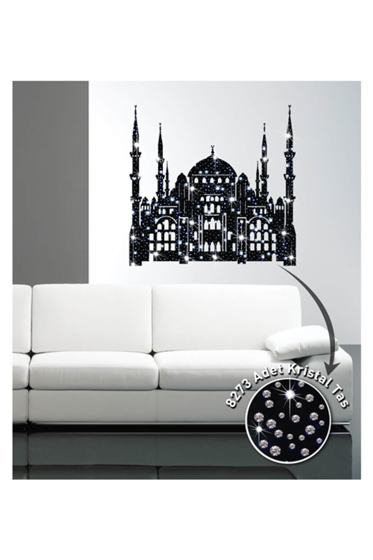Artikel Sultan Ahmet Cami Kadife Duvar Sticker 8273 Adet Kristal Taşlı
