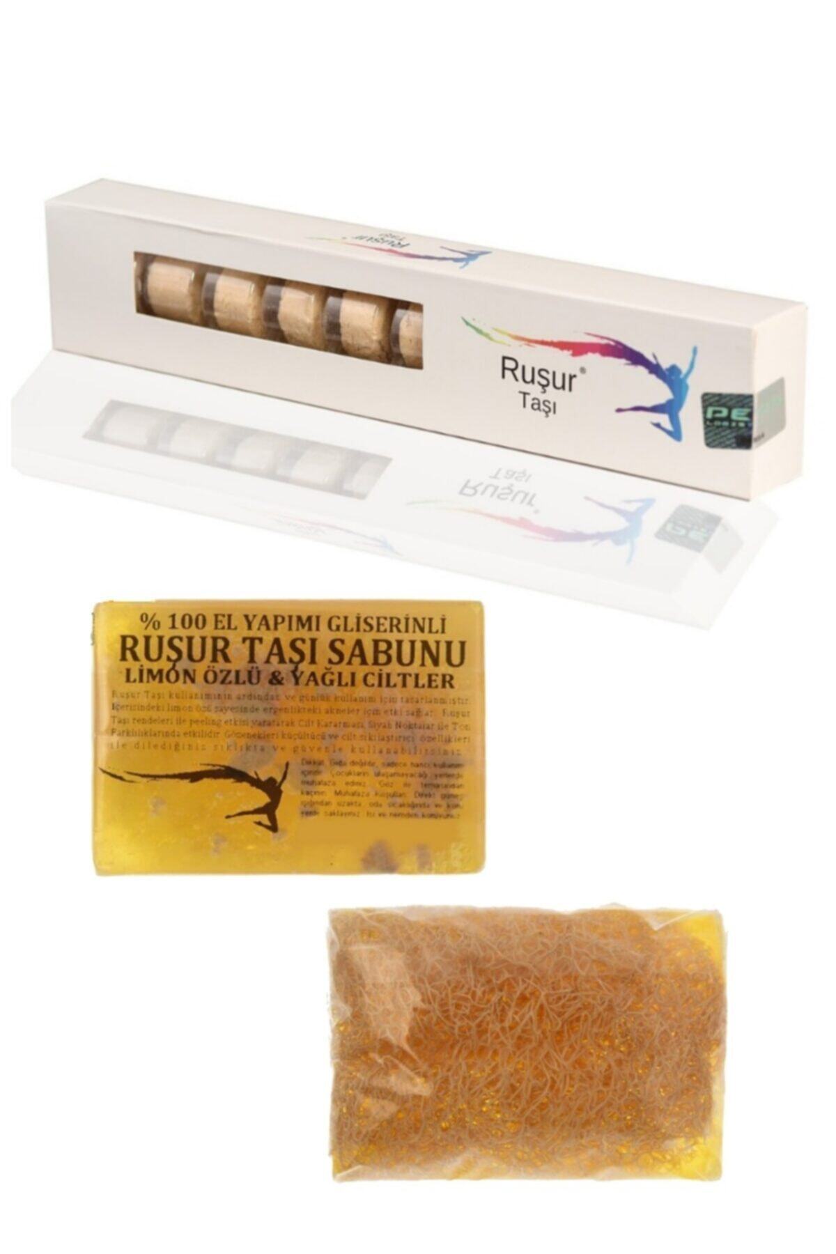 Ruşur Sefidab Ruşur Taşı+ Sabunu Limon Özlü Kabak Lifli %100 El Yapımı Liflilimon