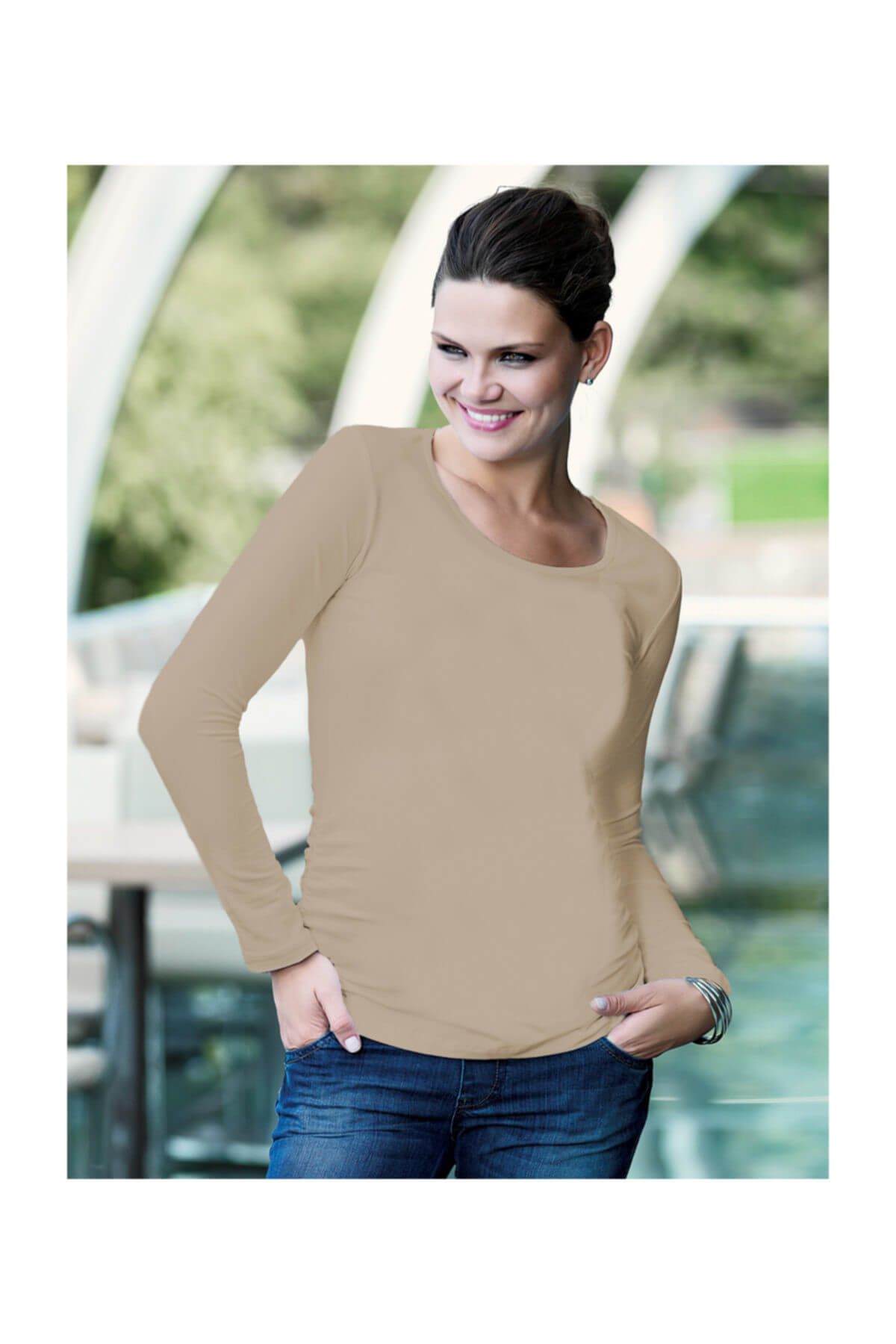Ebru Maternity Bej Hamile Body 4256