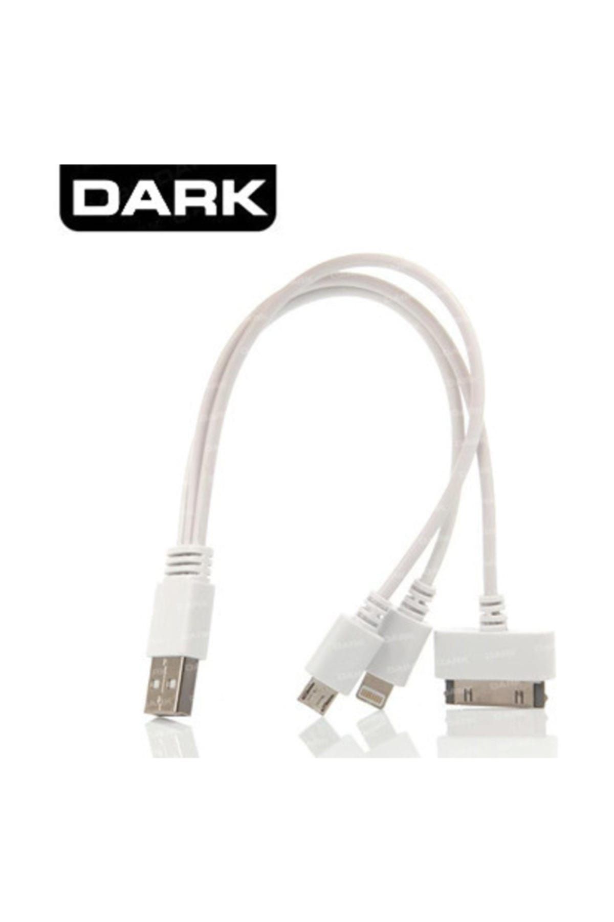 Dark Dk-cb-usb23wl20 Iphone 30pin - Lightning - Micro Usb 20cm Şarj Kablosu