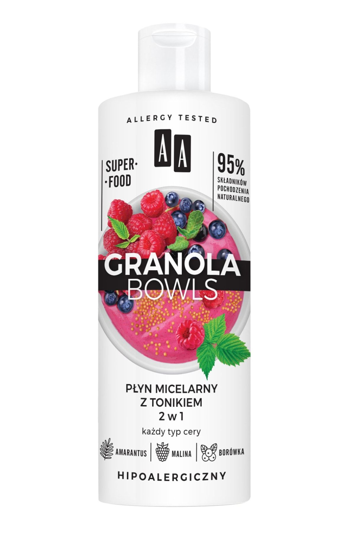 AA Cosmetics Aa Granola Bowls Ahududu Ve Yaban Mersinli Aydınlatıcı & Temizleyici Misellar Tonik 2in1 400ml