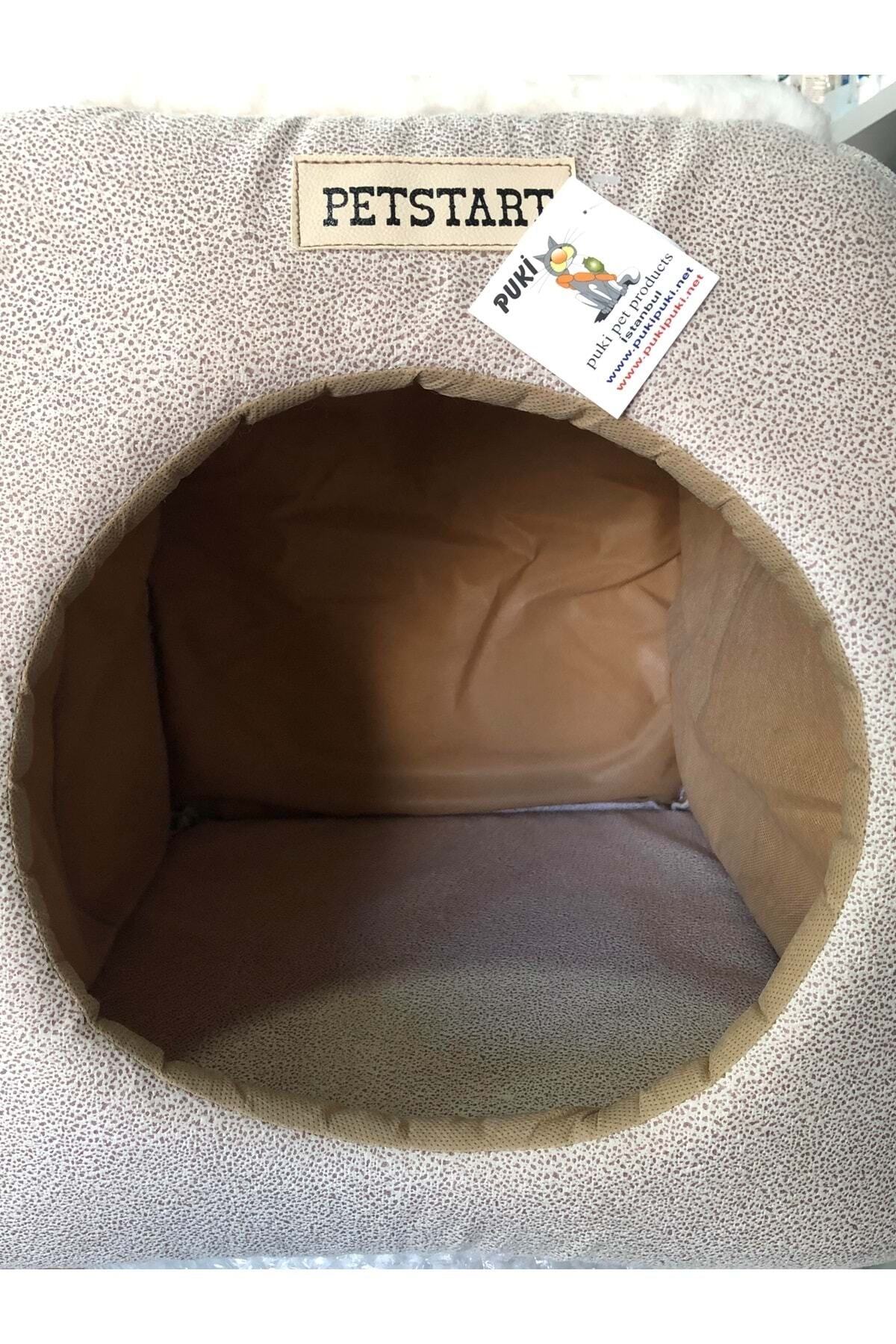 PUKİPET Üç Fonksiyonlu Kumaş Kedi Yatağı Bej 42x42x23 Cm