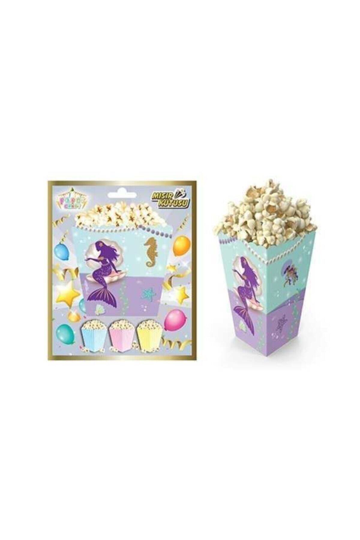 Deniz Party Store Popcorn Kutusu ( Mısır , Cips Kutusu ) 10 Adet Deniz Kızı Temalı