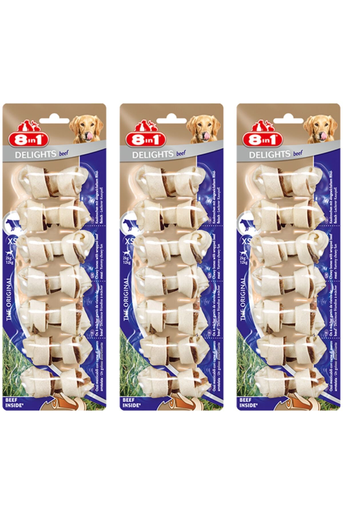 8in1 Beef Delights Bone Köpekler Için Biftekli Ağız Bakım Kemiği 7’li Paket X 3 Adet
