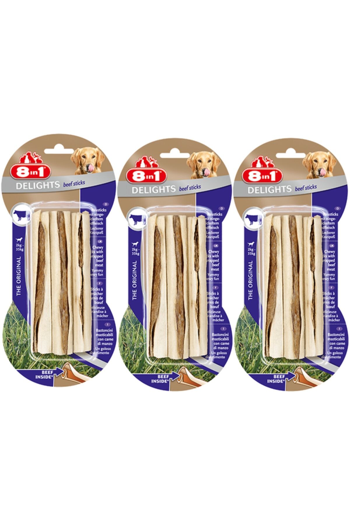 8in1 Delights Sticks Köpekler Için Biftekli Ağız Bakım Kemiği 3’lü Paket X 3 Adet
