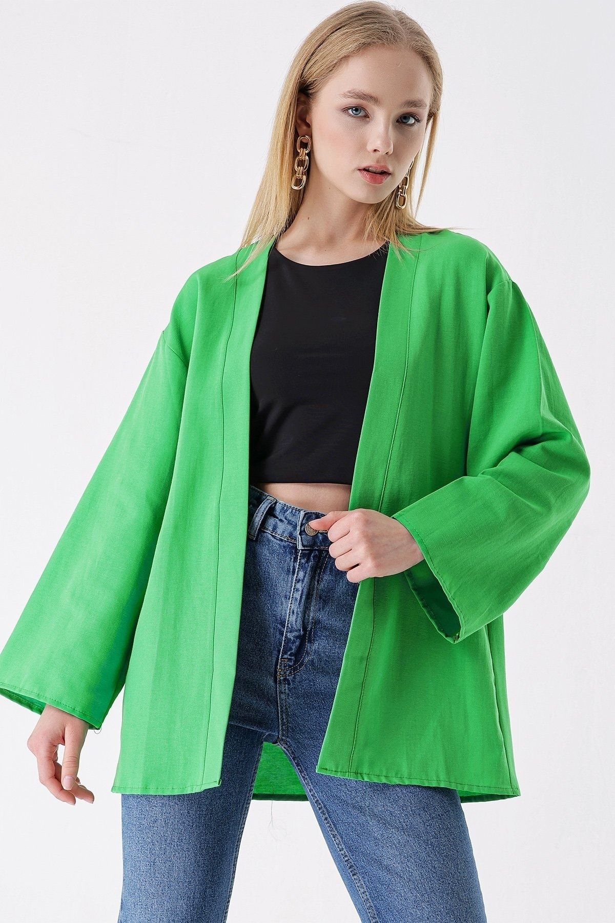 Zara green kimono jacket new arrivals