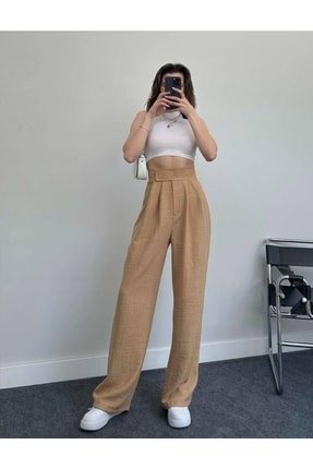 Keten Kumaş Cırt Cırtlı Pantolon Image 0