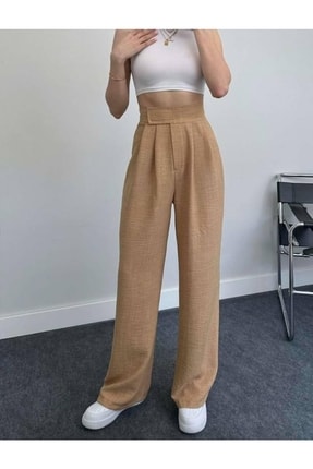 Keten Kumaş Cırt Cırtlı Pantolon Image 2