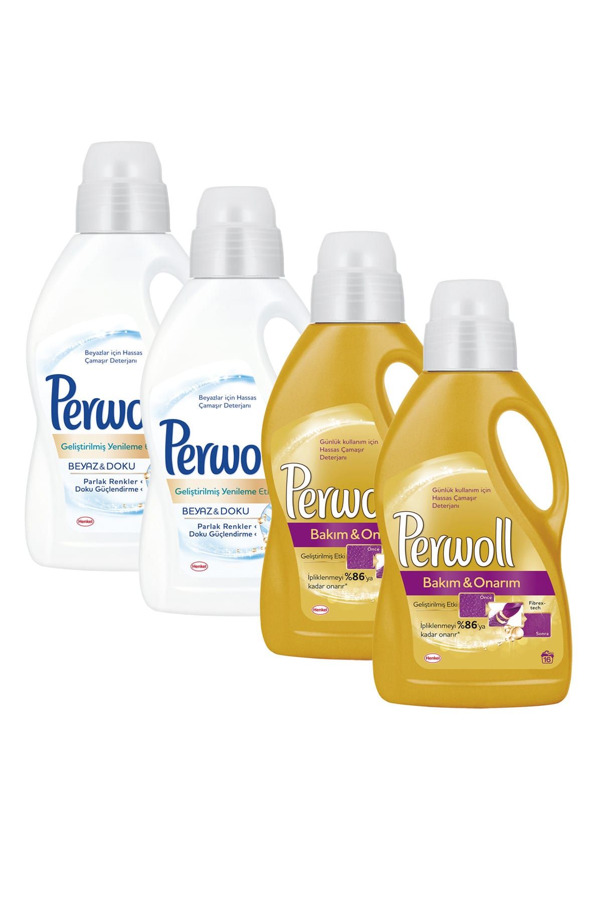Perwoll Hassas Bakım Sıvı Çamaşır Deterjanı 4 x 1L (64 Yıkama)  2 Bakım Onarım + 2 Beyaz Yenileme&Onarım