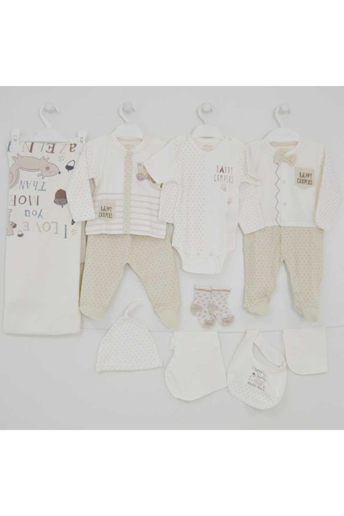 Aziz Bebe Hastane Çıkışı 10Lu Set Ekru-Bej 0-3 Ayıb24288