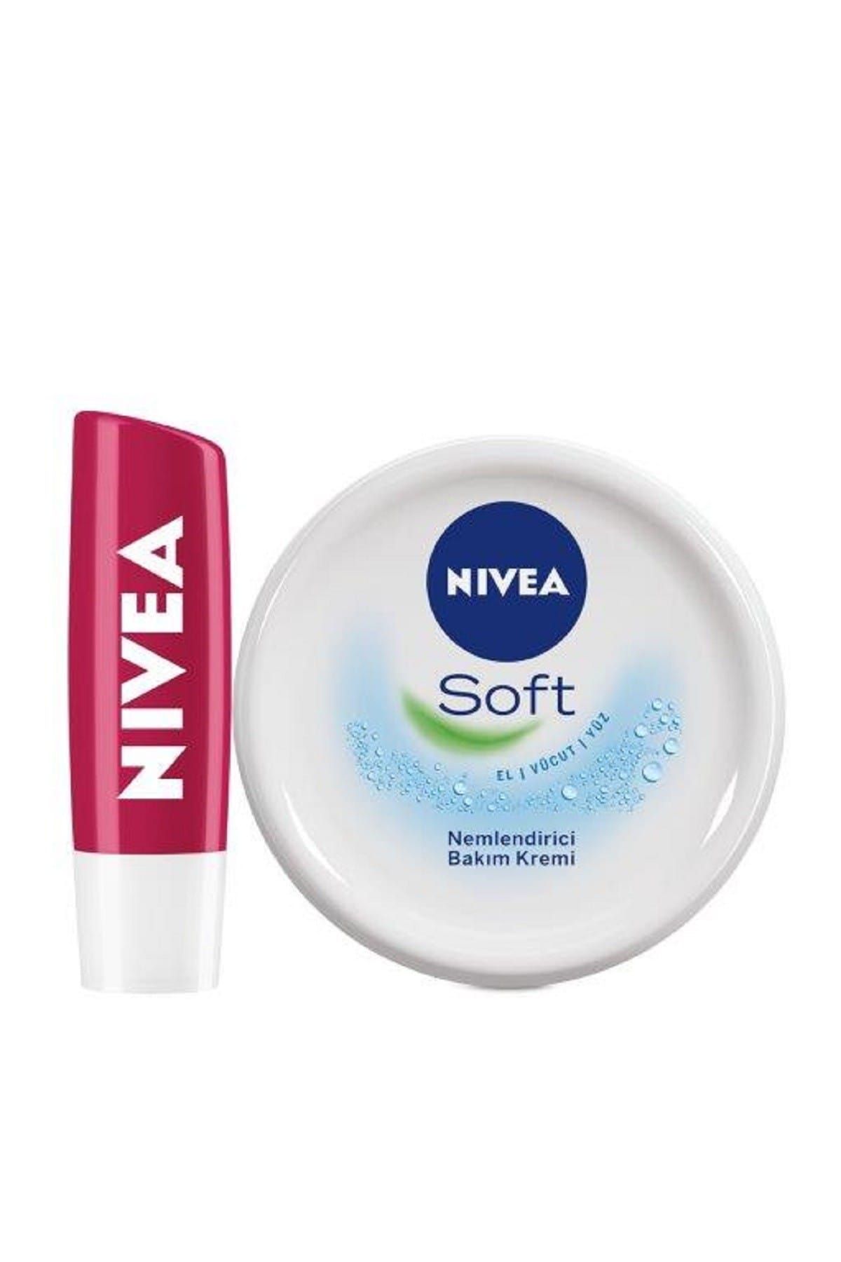 Nivea Kiraz Dudak Bakım Stıck 4,8 g + Nivea Soft 300 ml