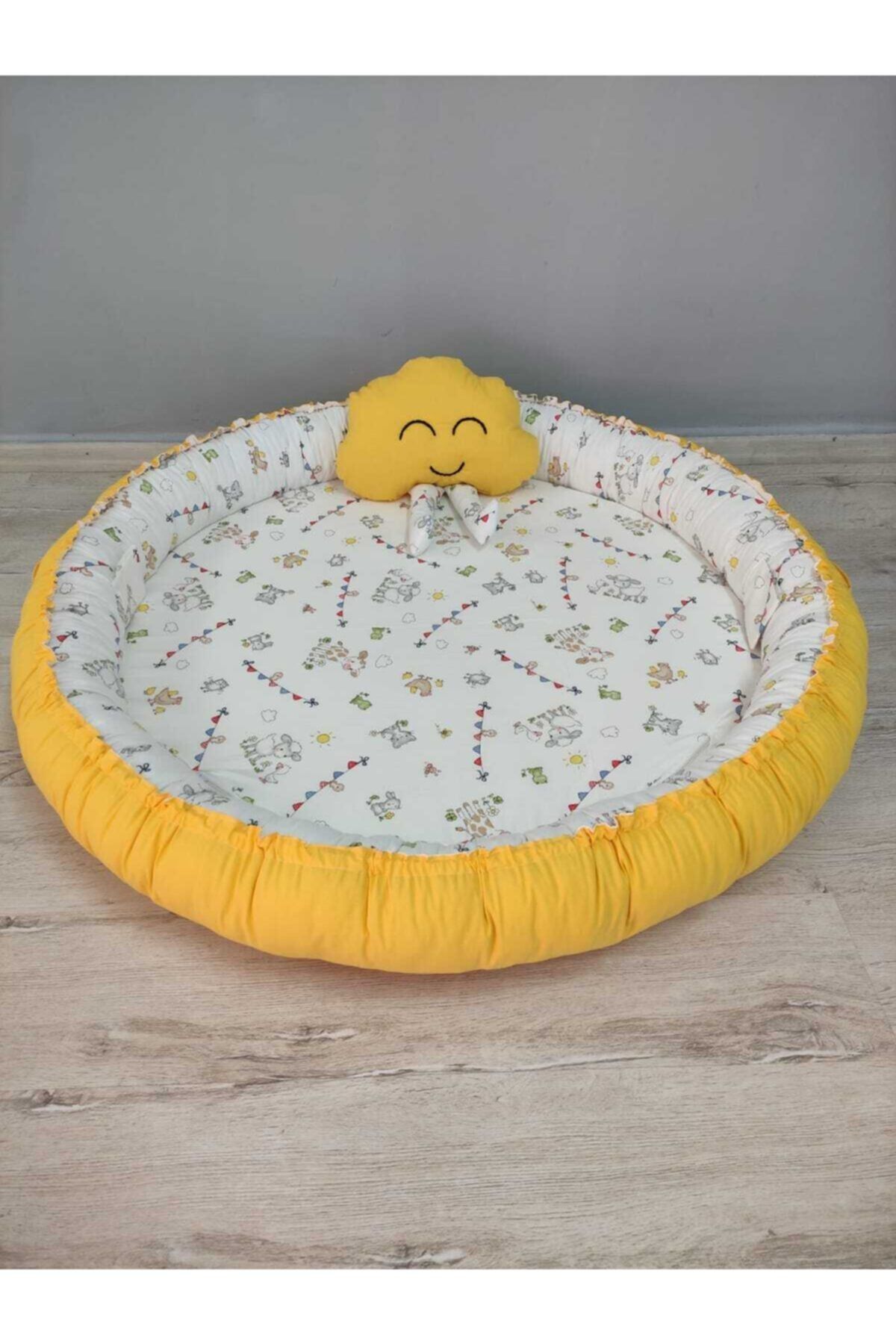 BABYNEST SEPETi Sevimli Çiftlik Desen Ve Sarı Kombin Tasarım Oyun Alanı Babynest, Bulut Yastık