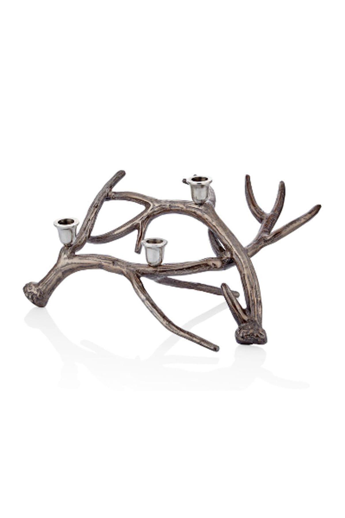 Cemile Antler Nikel Bronz 3'lü Tlight 35X27X17 Cm