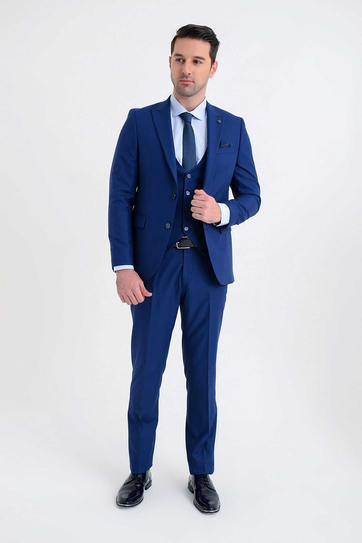 Morven Saks Mavisi Basic Yelekli Takim Elbise - 2531888