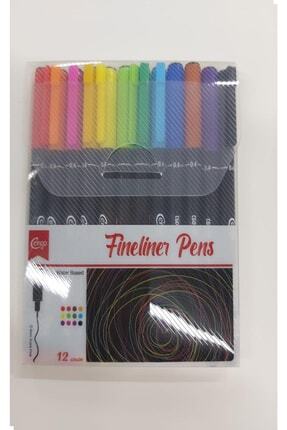 12 Li Çift Uçlu Fineliner Keçeli Kalem Renkli Kalem Image 0