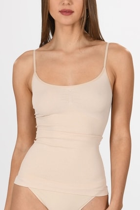 1602 Ince Ip Askılı Ten Örme Seamless Dikişsiz Soft Basic Kadın Korsajlı Atlet Image 1