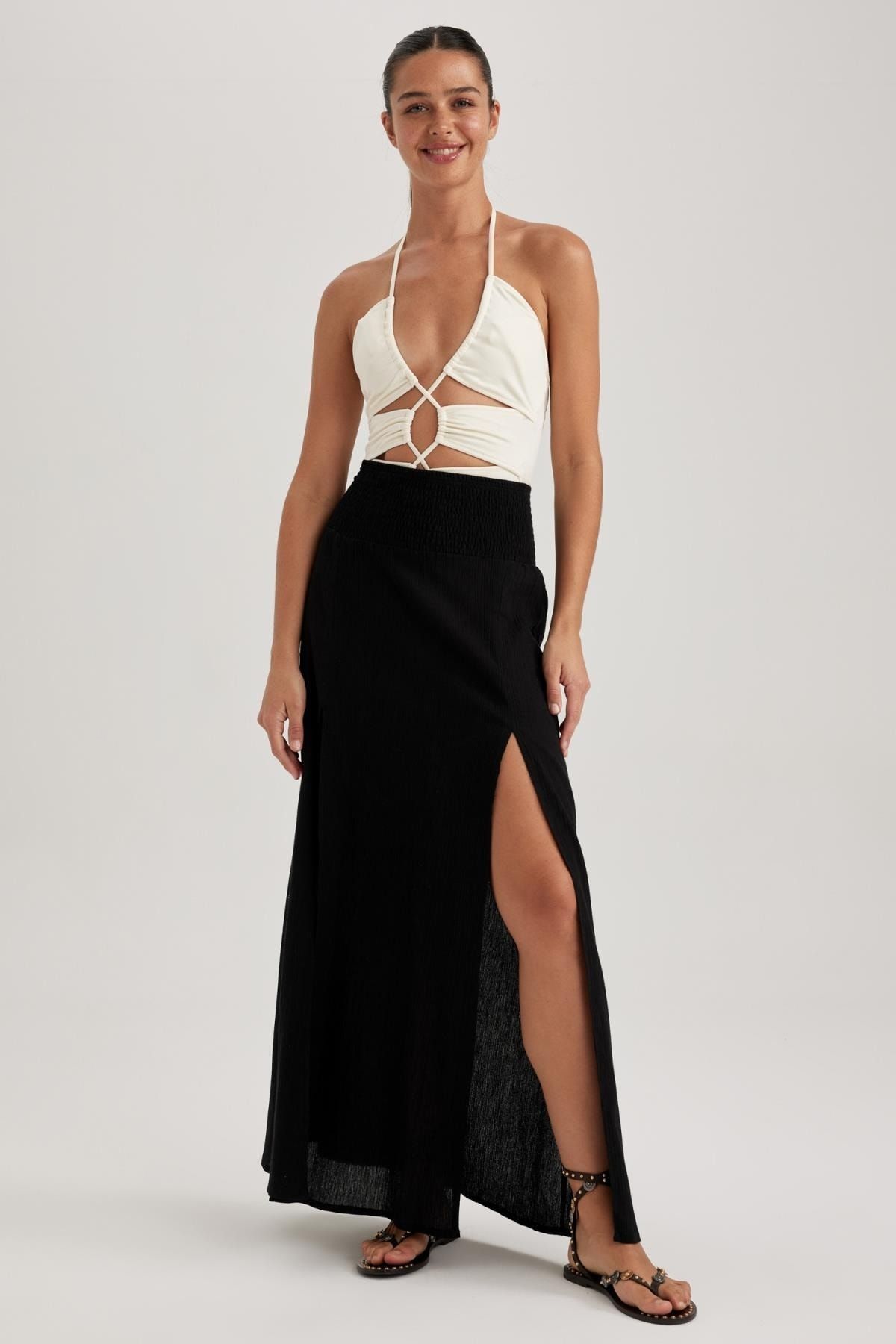 Defacto Fall In Love Regular Fit 100 Cotton Slit Beach Skirt