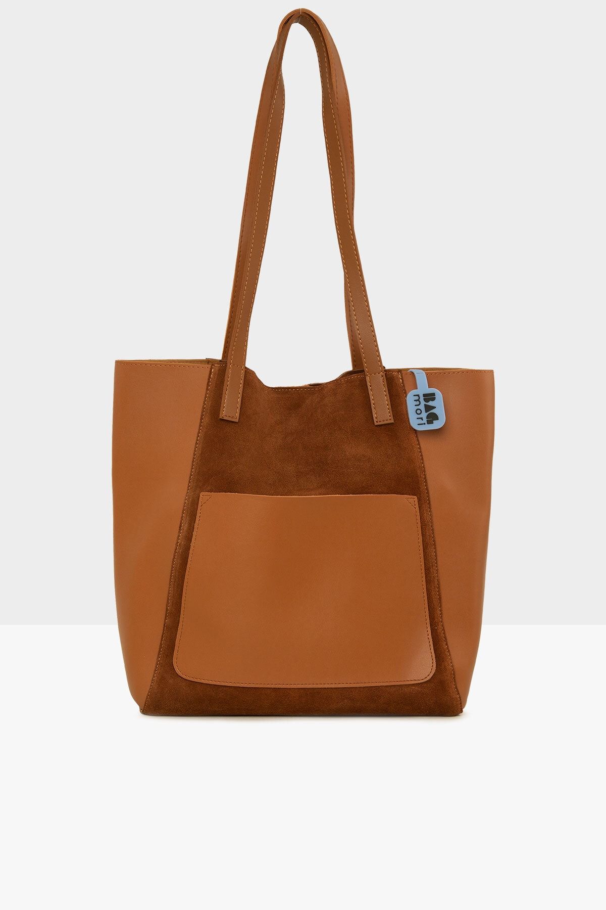 Bagmori Tan Women s Genuine Leather Garni Pocket Tote Bag