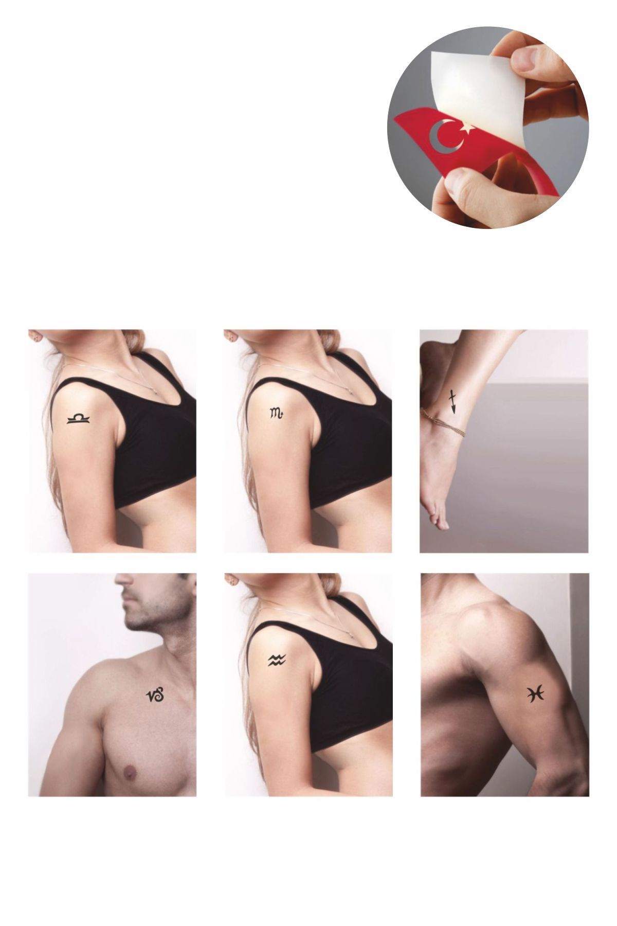 ONE SPRAY TATTOO Burçlar Dövmesi 2Geçici Dövme Seti Dark Sprey Ve 5 Desen