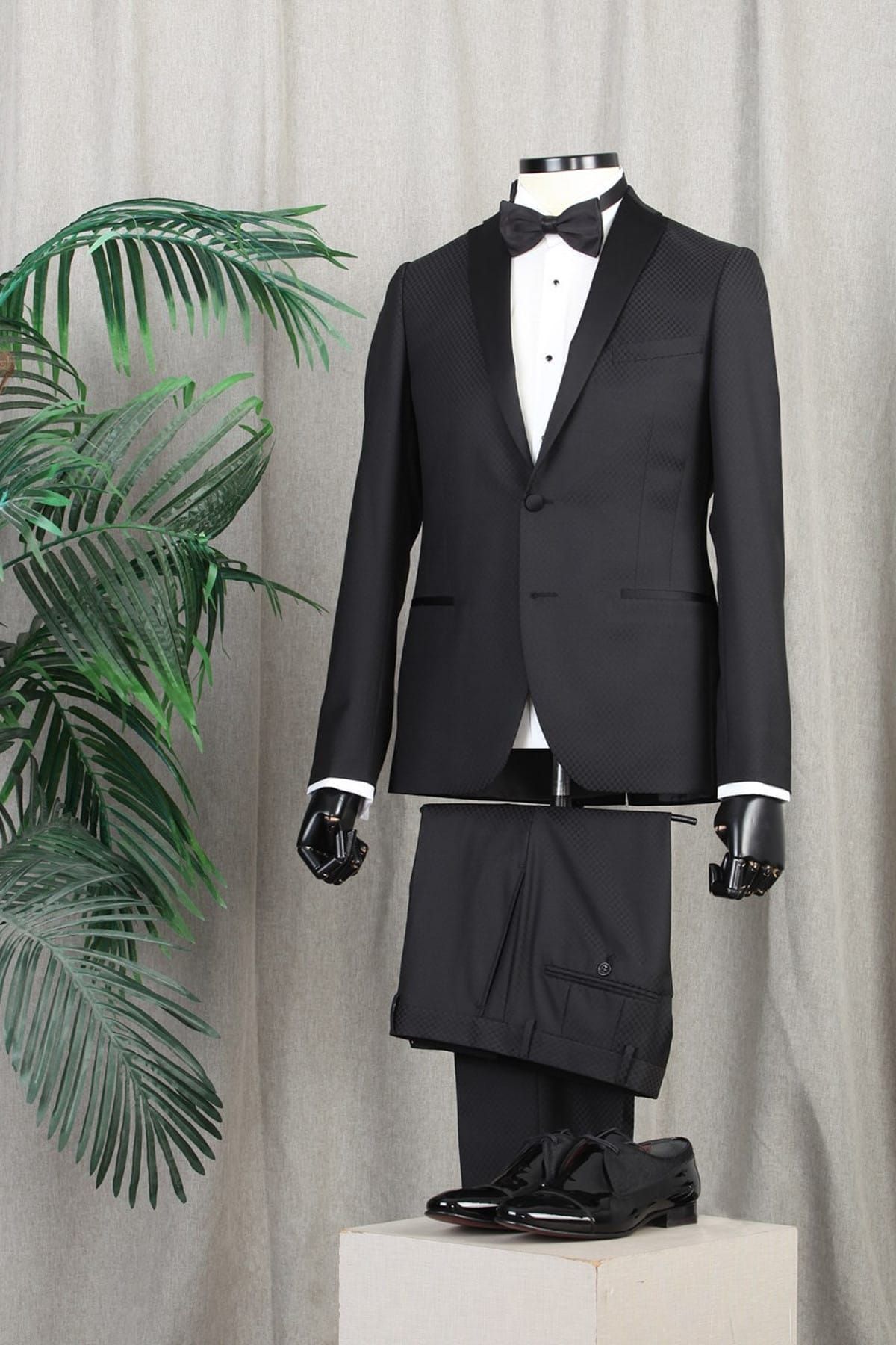 Ramsey Slim Fit Pilesiz Mono Yaka Smokin Takım Elbise - RP10080722