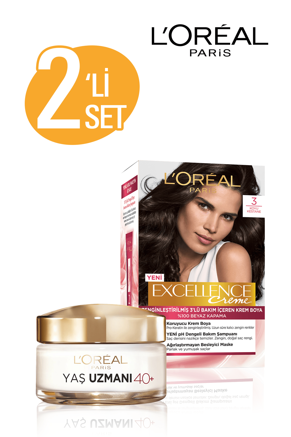 L'Oreal Paris Excellence No:3 Creme + Yaş Uzmanı 40+ Kırışıklık Karşıtı Sıkılaştırıcı Krem 36005234739773