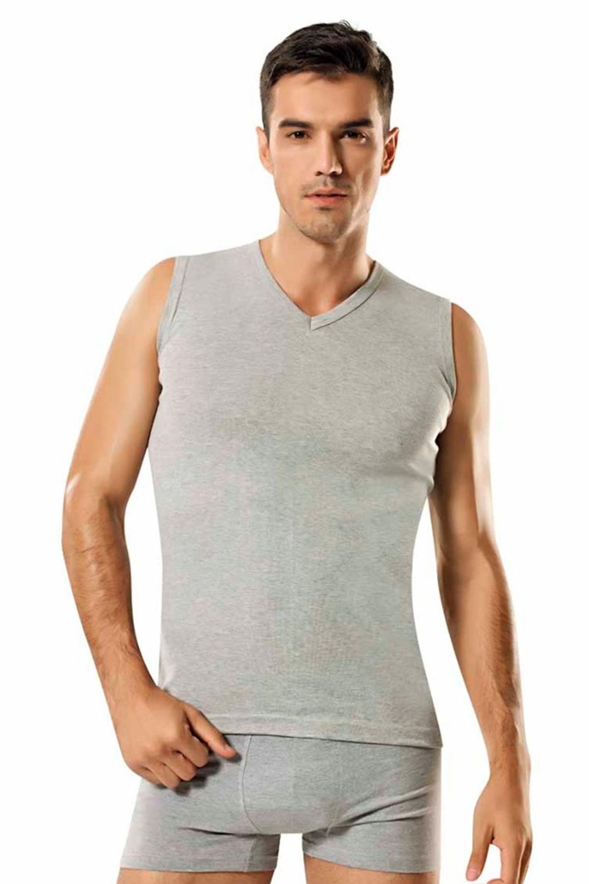 Namaldı Erkek Gri 3'Lü Paket Ribana Spor Fanila