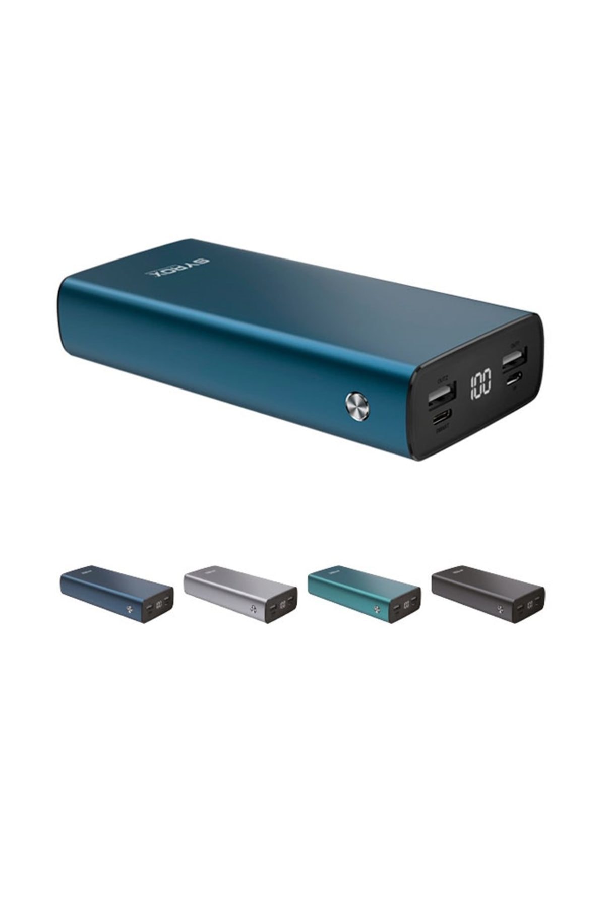 Syrox 20.000 mAh Ledli Metal PowerBank Yedek Batarya Gri Renk