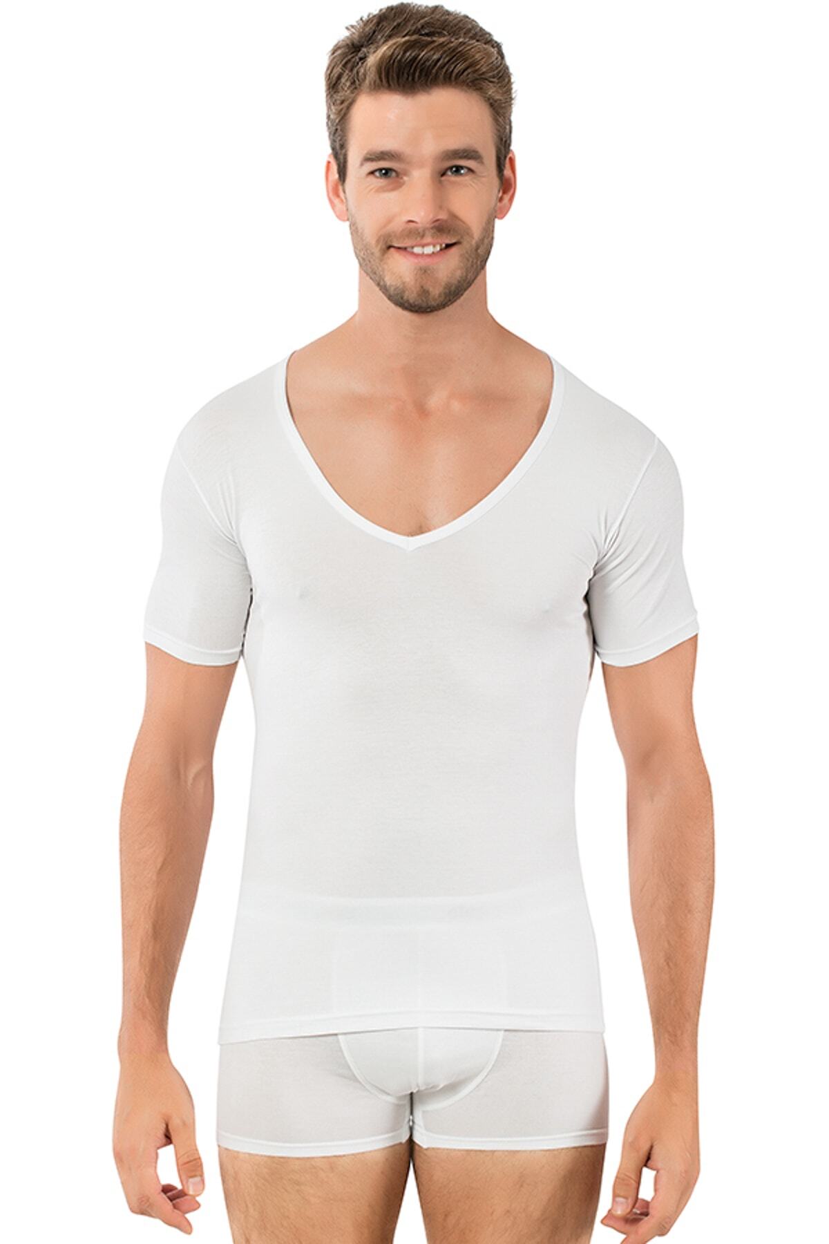Öztaş Underwear Erkek Beyaz V Yaka Battal Fanila 10395XL