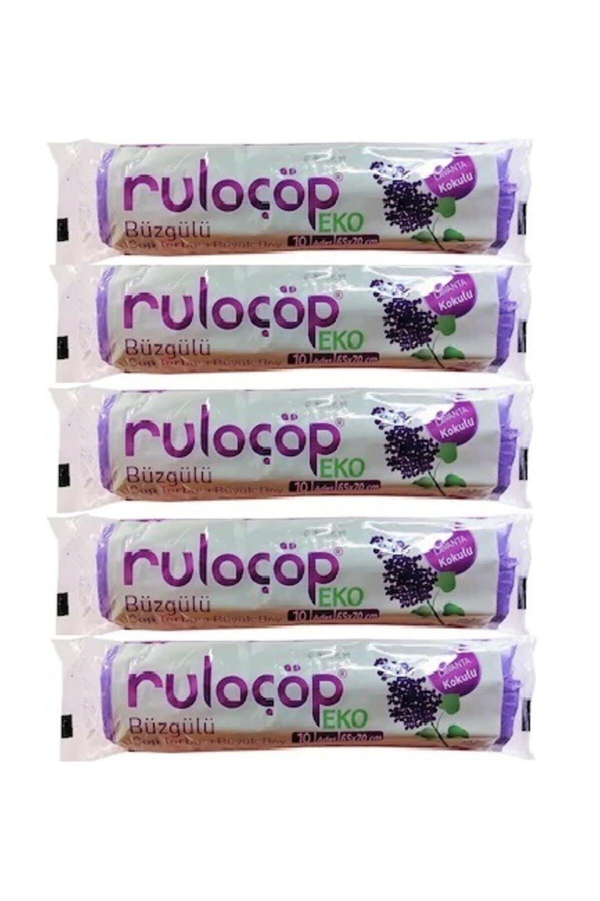 Ruloçöp Büzgülü Çöp Torbası Orta Boy Lavanta Kokulu Ruloçöp - 5 Paket