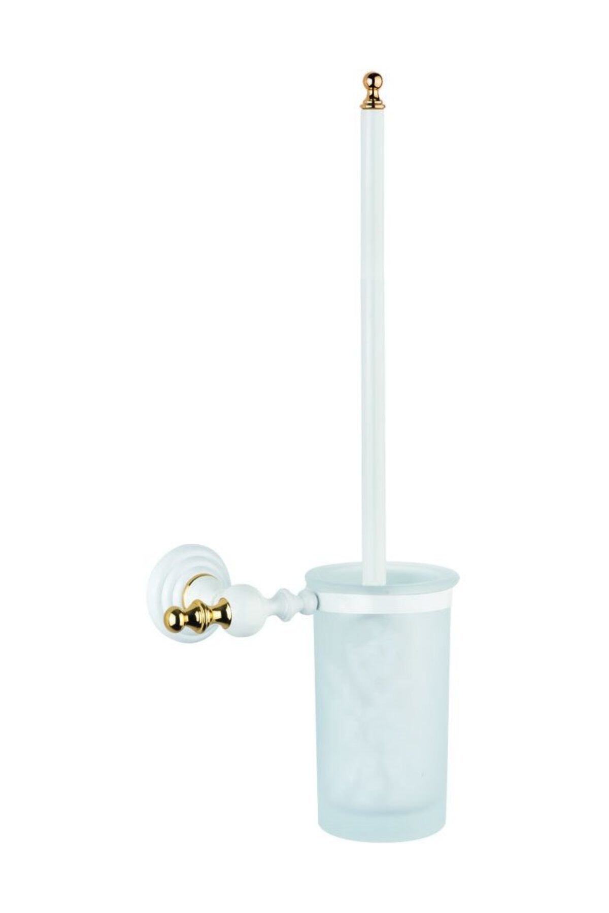 Saray Banyo Saray Pirinç Askılı Klozet Fırçası Artemis Beyaz Altın