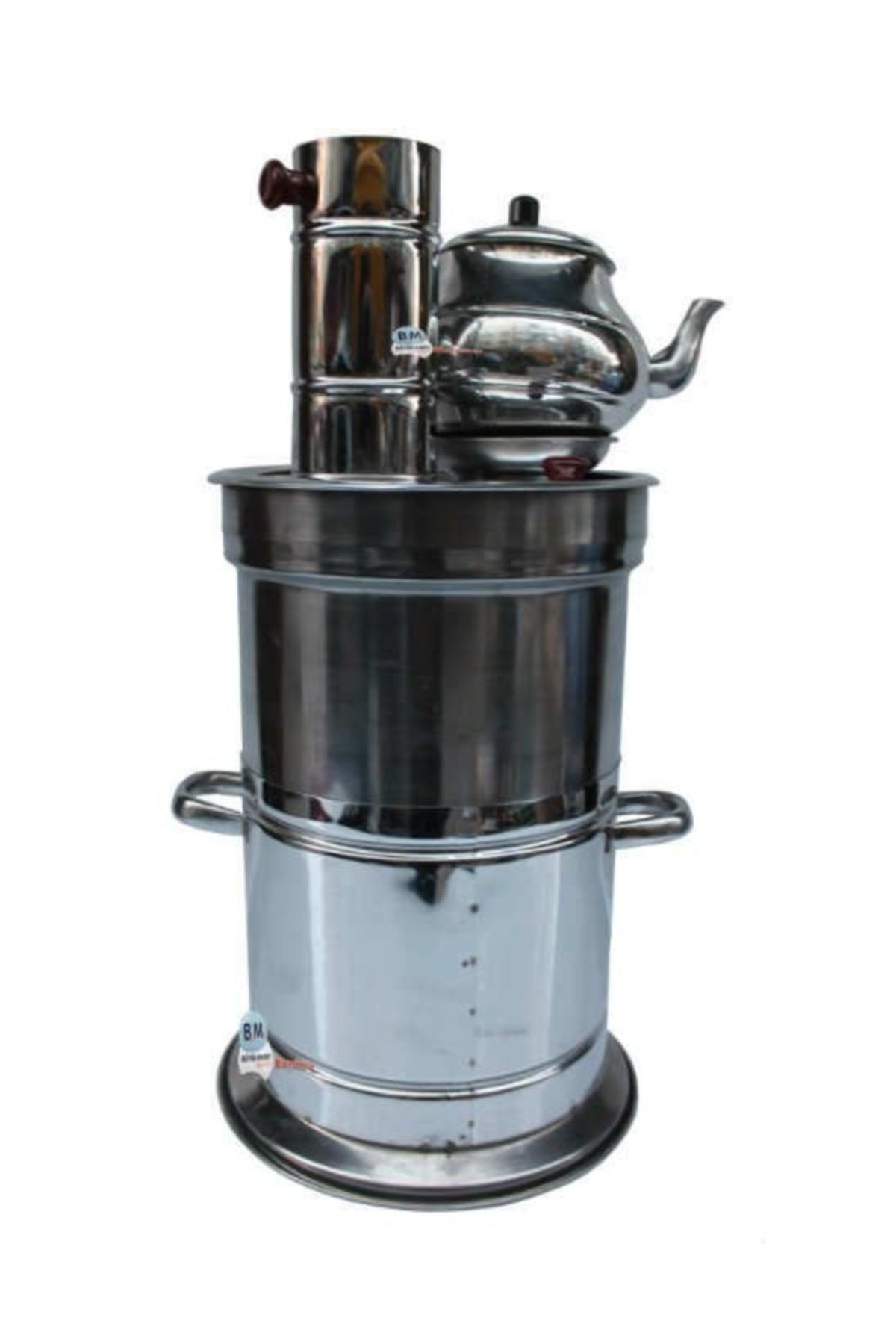 a Semaver Tek Musluk Piknik Çay Semaveri Odunlu Demlikli 5 lt