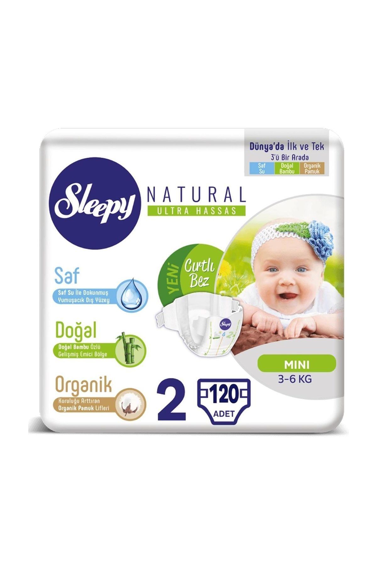 sleepy natural bebek bezi 2 beden 3 6 kg 120 adet fiyati yorumlari trendyol