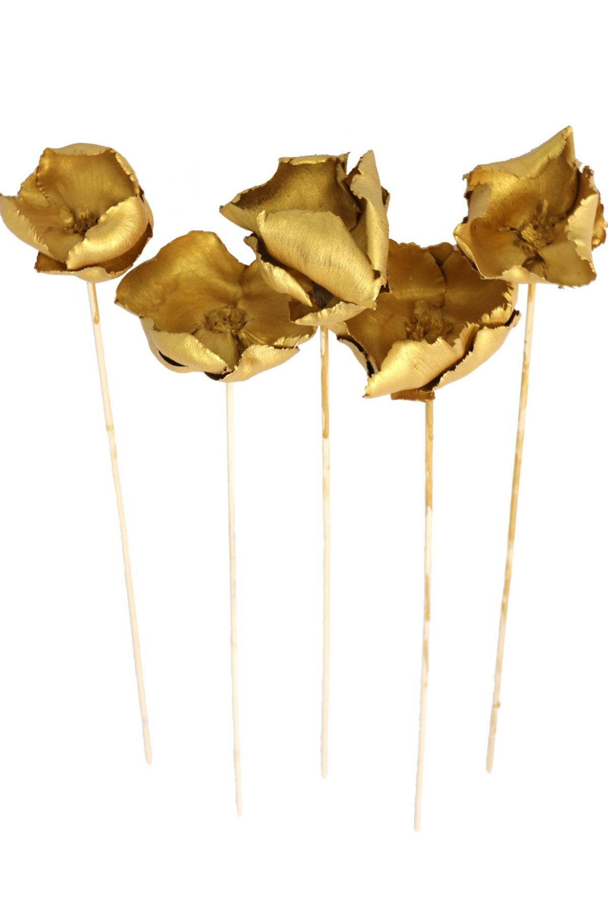 Yapay Çiçek Deposu Kuru Çiçek 5Li Palm Cap Demeti 45 Cm Palm Cup Çiçeği Gold-Altın