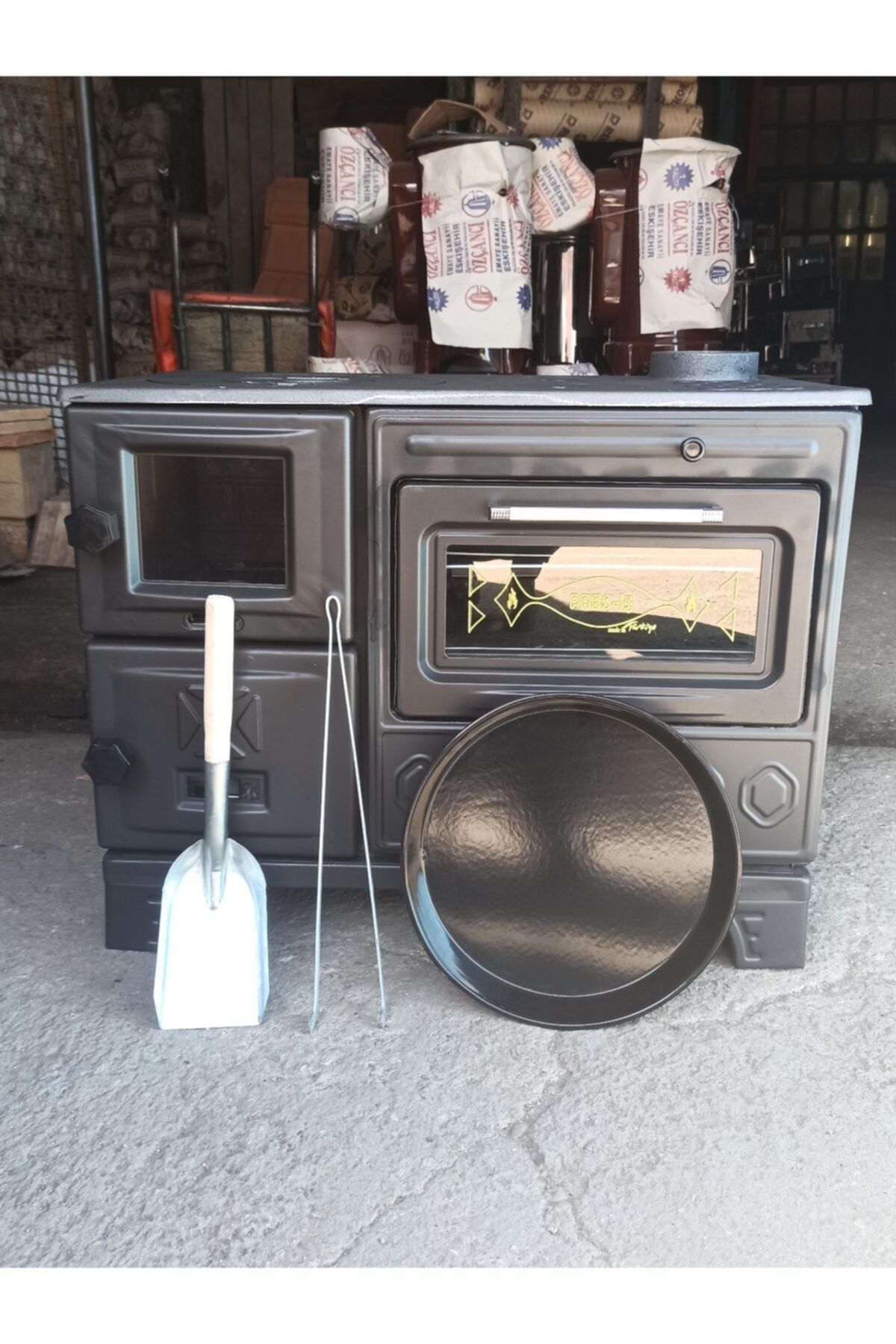 özçanci Özçancı Lüks Döküm Camlı Siyah Mat Emaye Kuzine 0101