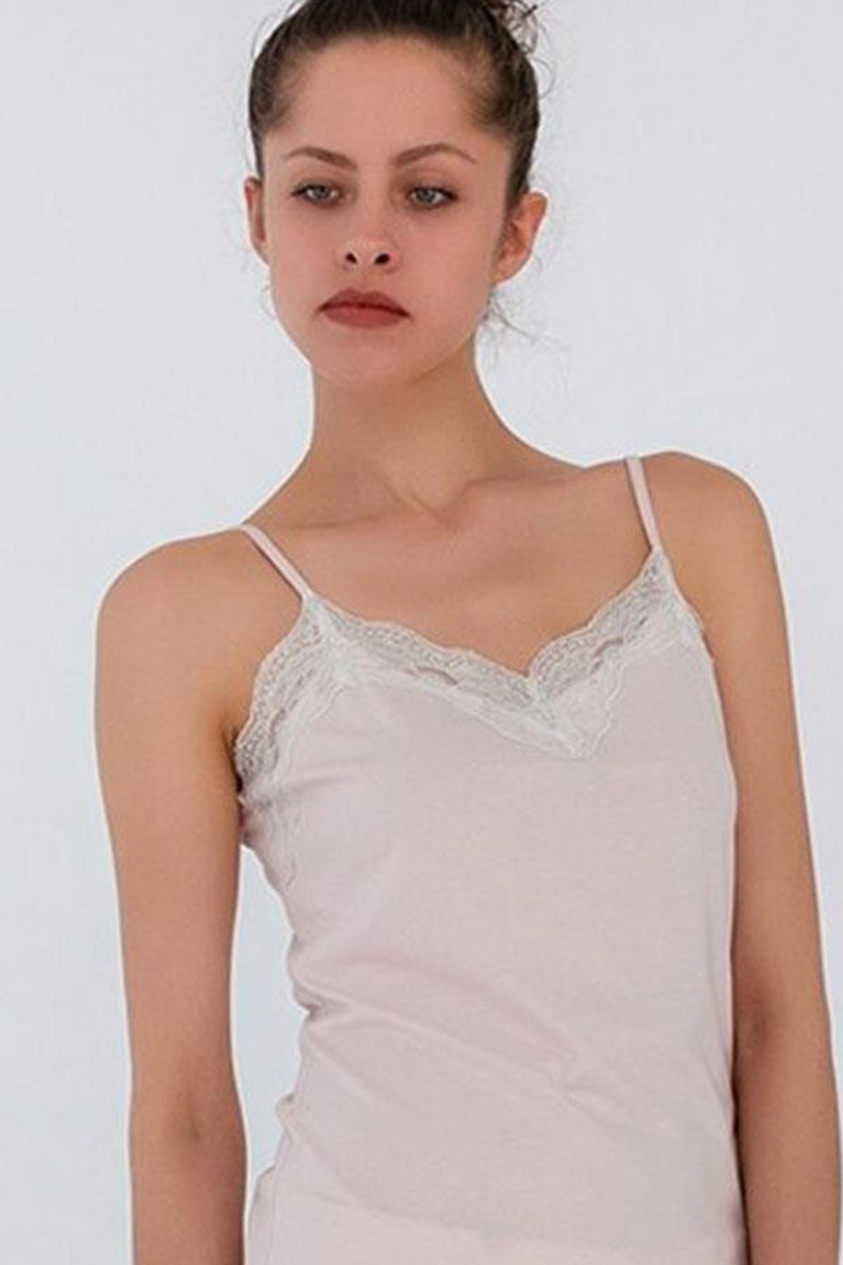 Hays Kadın Gül Kurusu Pembe Dantel Detaylı İp Askılı Penye Micro Modal Pijama Üstü