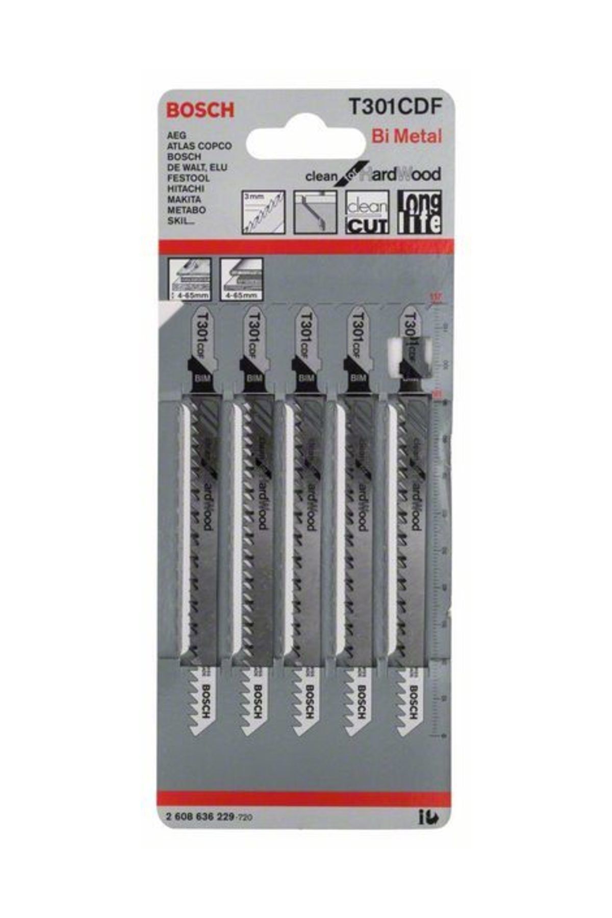 Bosch T 301 Cdf Clean For Hard Wood 5'Li Dekupaj Testeresi Bıçağı