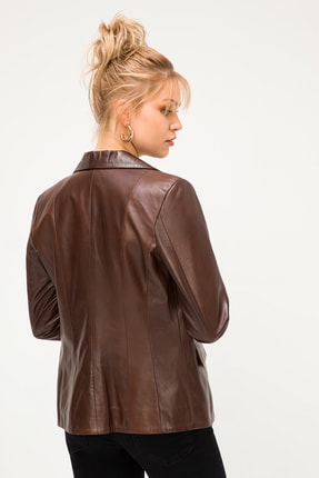 Regina Kahverengi Hakiki Deri Mont Kadın Image 3
