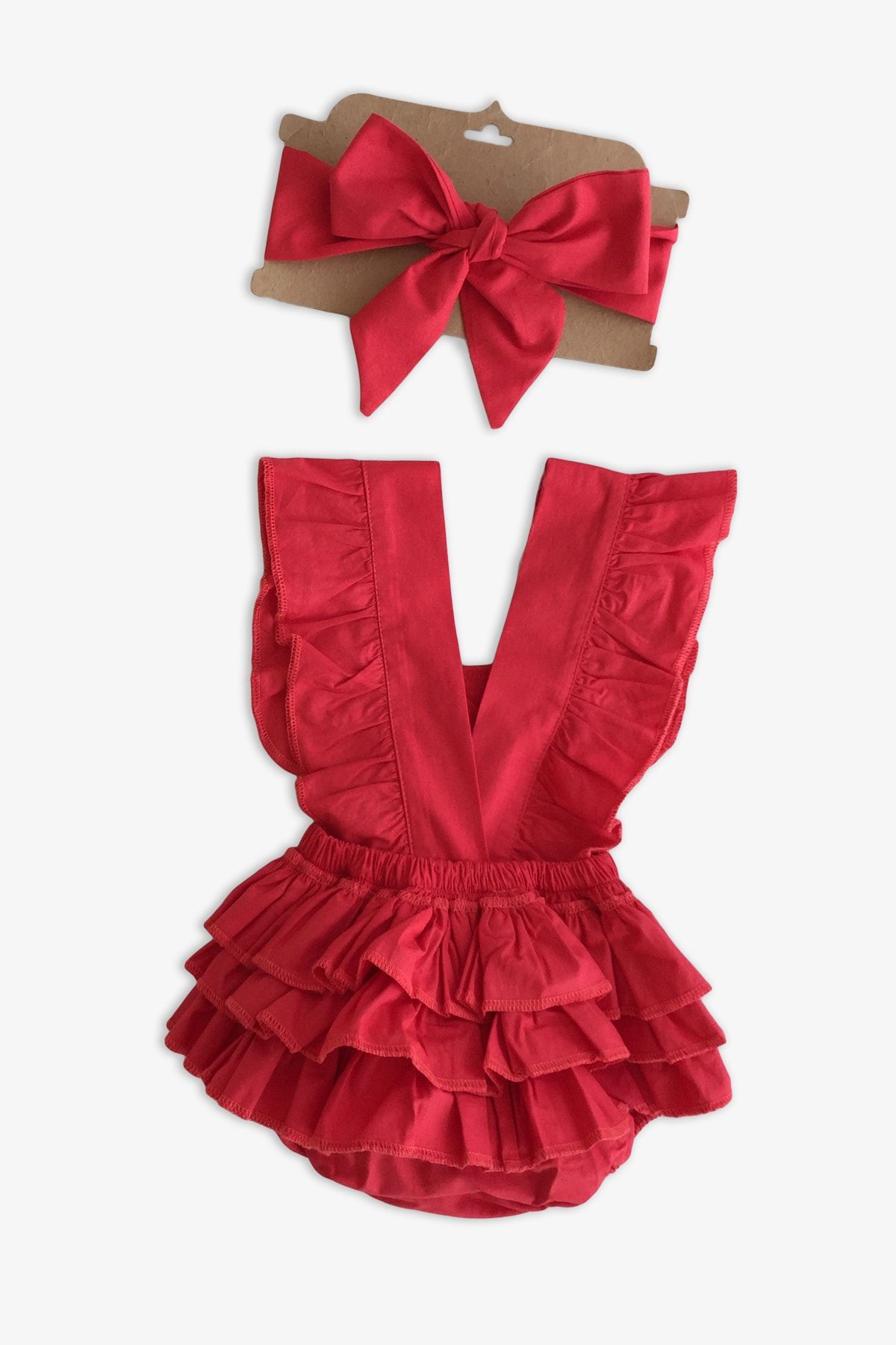 Parla Kids Kırmızı Fırfırlı Salopet Takım