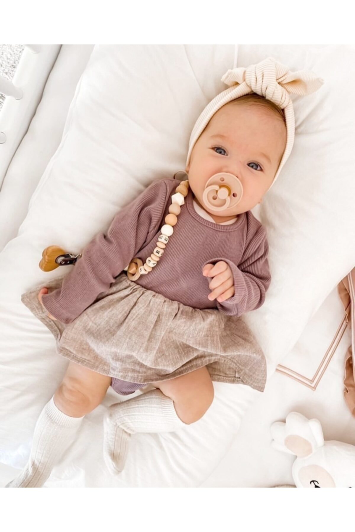 LAL Babyrompers Soft Mor Renk Alttan Çıtçıtlı Etekli Tulum Modeli