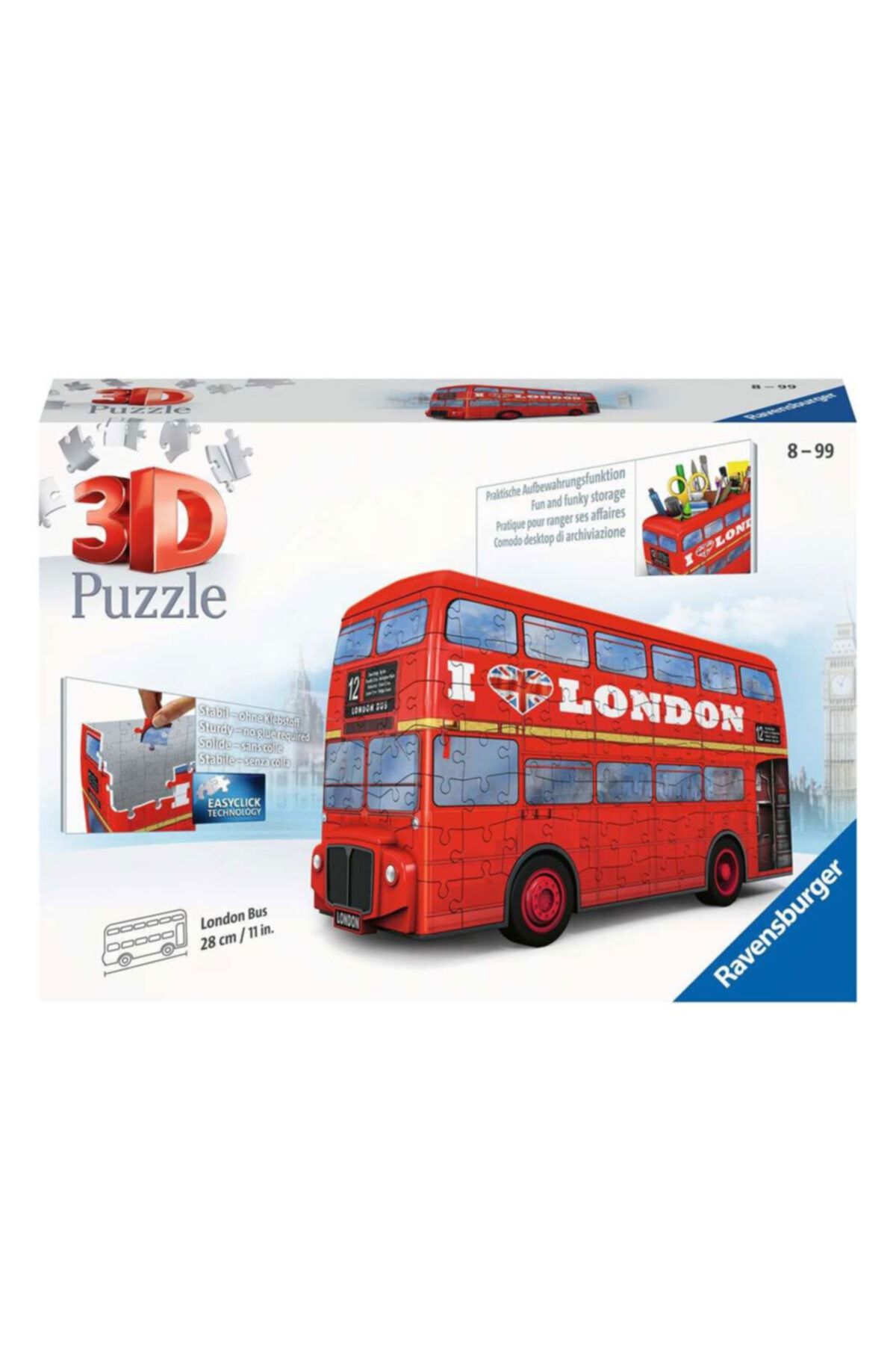 RAVENSBURGER 3 Boyutlu Plastik Puzzle London Bus 125340